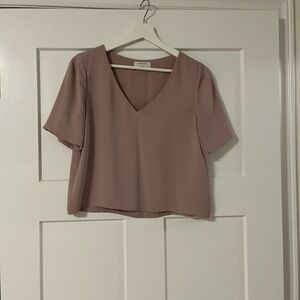 Babaton Mauve V-Neck Flutter Sleeve Blouse